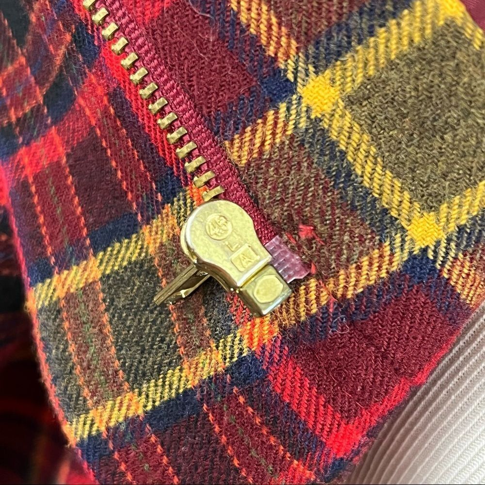 Burberry Red Tartan Plaid Crop Zip Wool Jacket 6 - Picture 10 of 10